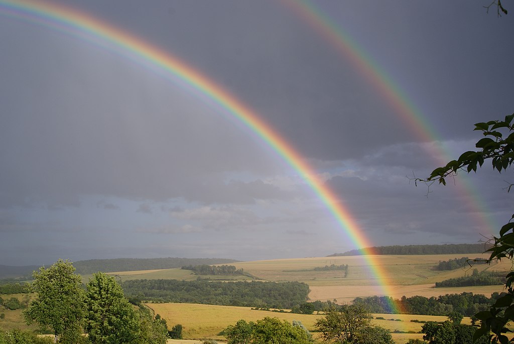 Double Rainbow over a meadow